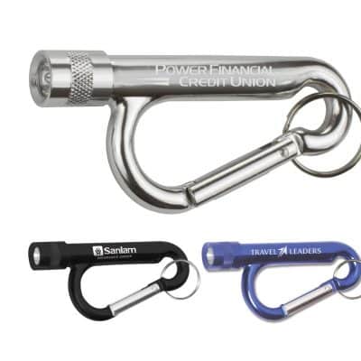 "Chiron Light" Metal Carabiner Flashlight w/Split Ring Attachment