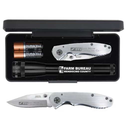 LED AA Mini Silver Maglite® w/Warhawk Pocket Knife-1