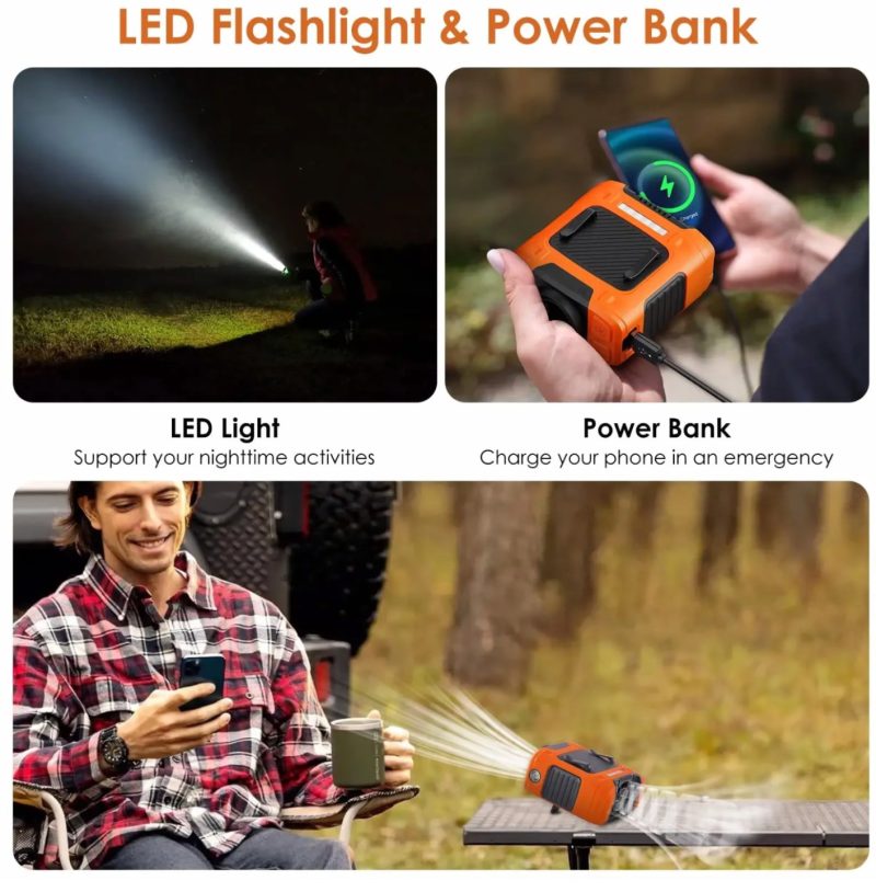 10000mAh Portable Waist Clip Fan Handheld Fan Neck Fan