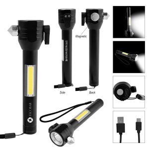 Safety Tool With Rechargeable Cob Flashlight 2.0