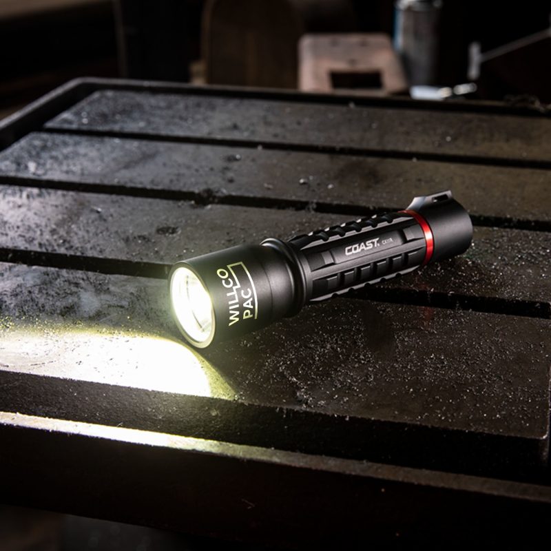 Dual Power Flashlight Custom Coast® XP11R Rechargeable-Dual Power LED Flashlight with Logo ...